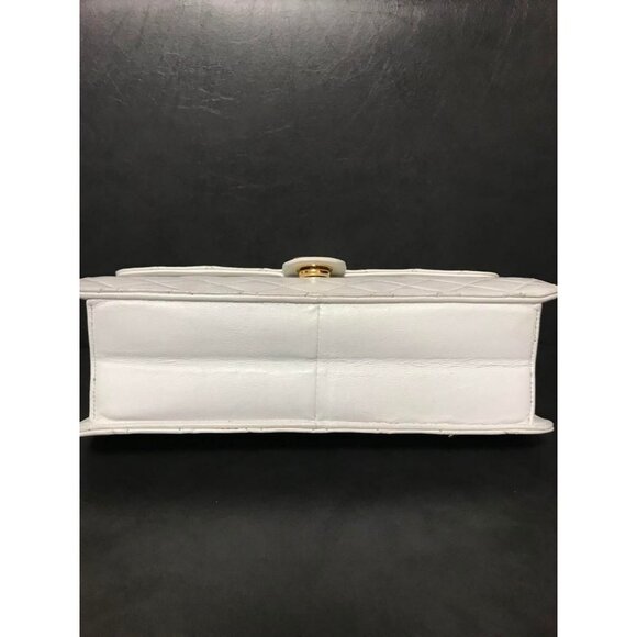 CHANEL Classic Single Flap Bag Quilted Matelasse Lambskin White Purse Vintage - Picture 8 of 16